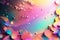 Beautiful abstract background with glitter. Vivid, holographic colors. Iridescent backdrop. Trendy design. Generative AI