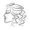 Beautiful abstract female face profile. Line art fashion illustration