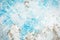 Beautiful Abstract Grunge Decorative Light Blue Cyan Painted Stucco Wall Texture. Handmade Rough Winter Christmas Paper Wide