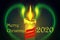 Beautiful abstract image of burning candle onbackground with inscription 2020