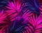 The beautiful and abstract palm leaves have neon colors.
