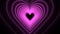 Beautiful Abstract Purple Hearts Travelling through Futuristic Tunnel.