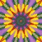 Beautiful abstract sunflower in rainbow colors rotate kaleidoscope mosaic