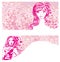 Beautiful abstract women, set of pink advertising banners