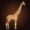 Beautiful adult Giraffe in boho. Hand drawn Illustration of ornamental giraffe. Colored giraffe on ornamental background