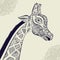 Beautiful adult Giraffe. Hand drawn Illustration