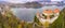 Beautiful aerial autumn landscape around Lake Bled with the caslte