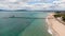 Beautiful aerial Black Sea seascape of the Burgas beach and Burgas bay, Bulgaria