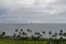 Beautiful aerial coastal rainstorm vista on Oahu