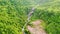 Beautiful aerial drone view of Ciletuh waterfall