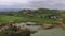 Beautiful Aerial/drone view of the ex-rock mining area in the slawi city indonesia