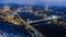 Beautiful aerial night shot about a big town with bridges