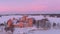 Beautiful aerial orbit evening view of Trakai Island Castle. Vilnius, Lithuania.