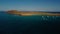 Beautiful aerial panning clip of Isla de Lobos island