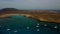 Beautiful aerial panning clip of Isla de Lobos island