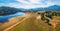 Beautiful aerial panorama of Lake Buffalo and surrounding hills.