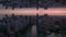 Beautiful aerial panoramic shot of high rise downtown buildings in metropolis at dusk. Miami, USA. Abstract computer