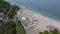 Beautiful aerial seascape of Burgas bay, Bulgaria. View of Burgas sea garden