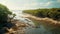 Beautiful Aerial Shot Of Australian Mangrove Forest And Sandy Beach