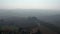 Beautiful aerial top view flight drone foggy morning Tuscany valley Italy autumn