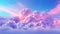 Beautiful aerial view above clouds with sunset. 3d render illustration