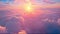 Beautiful aerial view above clouds at sunset, Beautiful cloudscape sunrise. AI-generated.