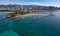 Beautiful Aerial View of the Ala Moana Beach Park Magic Island Oahu Hawaii