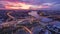 beautiful aerial view of bangkok dramatic sky at bhumiphol bridge important landmark and urban traffic bangkok thailand