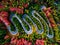 Beautiful aerial view of a curvy winding road with serpentine and colorful autumn trees