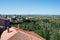 Beautiful aerial view of Fermoselle from a rooftop. Buildings and countryside around