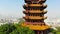 Beautiful aerial view flying a drone of Yellow Crane Tower , Wuhan, china