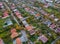 Beautiful of aerial view from a height view of the village with red roofs of a house in European village from a fields