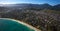 Beautiful aerial view of Kailua Beach, Oahu Hawaii on the greener and rainier windward side of the island.