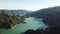 Beautiful aerial view of the lake and mountains. Riverside, California, USA.