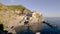 Beautiful aerial view of Manarola in the late afternoon light, Cinque Terre, Liguria, Italy