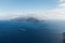 Beautiful aerial view of Napoli gulf from Capri island, with boat trails on the water