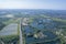 beautiful aerial view of the new developing area, Green Park in Reading, Berkshire, UK