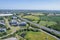 beautiful aerial view of the new developing area, Green Park in Reading, Berkshire, UK