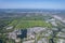 beautiful aerial view of the new developing area, Green Park Station in Reading, Berkshire, UK