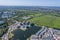 beautiful aerial view of the new developing area, Green Park Station in Reading, Berkshire, UK