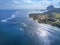 Beautiful aerial view of ocean and reef, Island of Mauritius