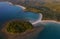 Beautiful aerial view of Pantai beach in Kudat, Malaysia