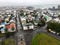 Beautiful aerial view of Reykjavik, Iceland, with scenery beyond the city, seen from the observation tower of Hallgrimskirkja