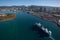 Beautiful aerial view of scenic Honolulu Harbor Oahu Hawaii