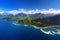 Beautiful aerial view of spectacular Na Pali coast, Kauai