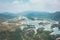 Beautiful aerial view of the Tai Lam Chung Reservoir, Autumn, daytime