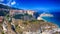 Beautiful aerial view of Tropea coastline, Calabria, Italy