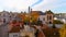 Beautiful aerial view of Vilnius city Old town in a sunny autumn morning