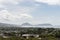 Beautiful aerial vista from the foothill of the Diamond Head mountain on Oahu