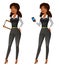 Beautiful African American businesswoman in elegant smart casual outfit